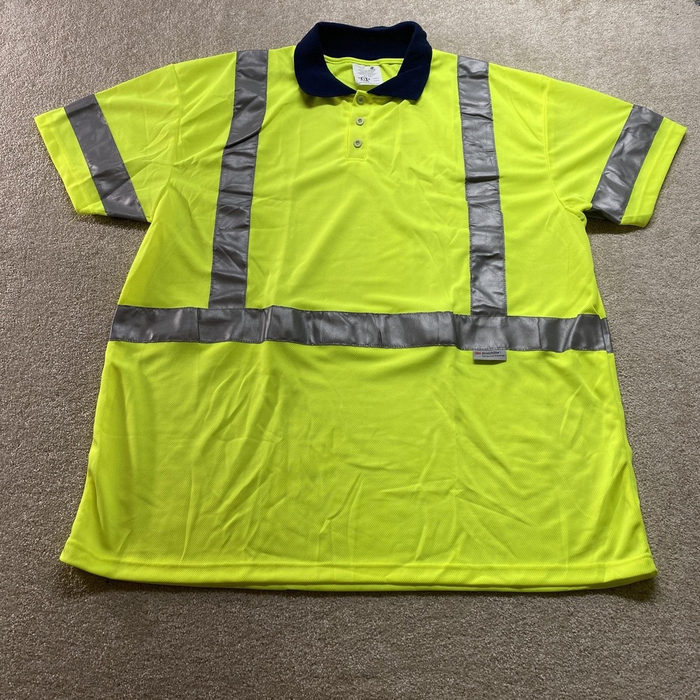 Global Glove Safety Polo Mens 3XL Yellow 3M Reflective ANSI Class 3 GLO-009
